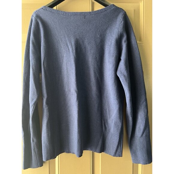Banana Republic Pullover Sweater Dark Blue Preppy V Neck Womens Size M - Picture 6 of 8
